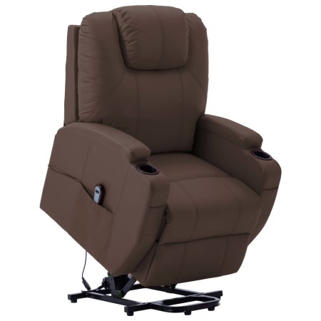 Sillón elevable cuero sintético marrón de vidaXL, Sillones - Ref: Foro24-289752, Precio: 392,39 €, Descuento: %