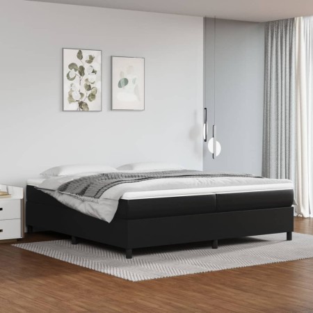 Box spring bed with black synthetic leather mattress 200x200 cm by vidaXL, Beds and slatted bases - Ref: Foro24-3144626, Pric...