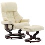 Silla reclinable con reposapiés cuero PE madera curvada crema de vidaXL, Sillones - Ref: Foro24-289859, Precio: 360,42 €, Des...