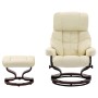 Silla reclinable con reposapiés cuero PE madera curvada crema de vidaXL, Sillones - Ref: Foro24-289859, Precio: 360,42 €, Des...