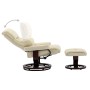 Silla reclinable con reposapiés cuero PE madera curvada crema de vidaXL, Sillones - Ref: Foro24-289859, Precio: 360,42 €, Des...