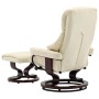 Silla reclinable con reposapiés cuero PE madera curvada crema de vidaXL, Sillones - Ref: Foro24-289859, Precio: 360,42 €, Des...