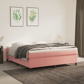 Box spring bed with pink velvet mattress 180x200 cm by vidaXL, Beds and slatted bases - Ref: Foro24-3144698, Price: 468,79 €,...