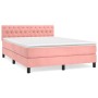 Cama box spring con colchón terciopelo rosa 140x190 cm de vidaXL, Camas y somieres - Ref: Foro24-3141484, Precio: 425,01 €, D...