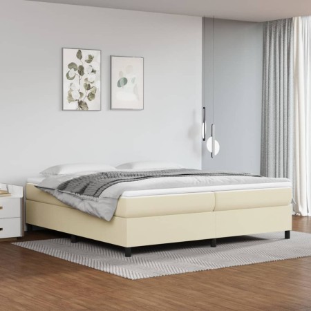 Box spring bed with cream synthetic leather mattress 200x200 cm by vidaXL, Beds and slatted bases - Ref: Foro24-3144628, Pric...