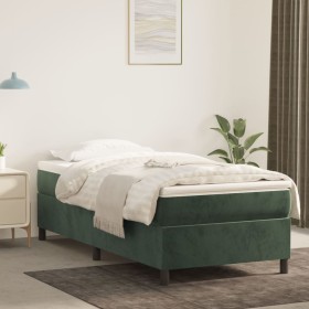 Cama box spring con colchón terciopelo verde oscuro 90x200 cm de vidaXL, Camas y somieres - Ref: Foro24-3144660, Precio: 285,...