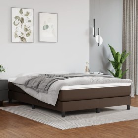 Cama box spring con colchón cuero sintético marrón 140x200cm de vidaXL, Camas y somieres - Ref: Foro24-3144264, Precio: 411,9...