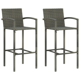 Kitchen stools 2 units synthetic rattan gray by vidaXL, Garden chairs - Ref: Foro24-313453, Price: 92,14 €, Discount: %