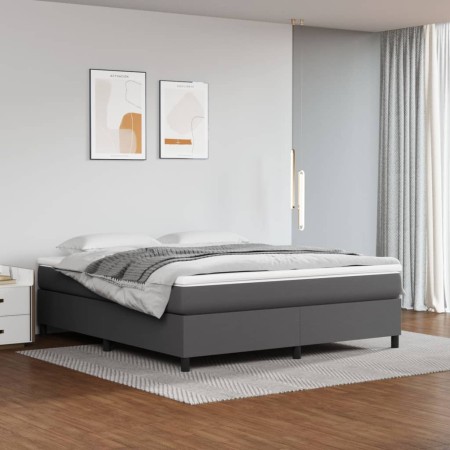 Box spring bed with gray synthetic leather mattress 180x200 cm by vidaXL, Beds and slatted bases - Ref: Foro24-3144624, Price...