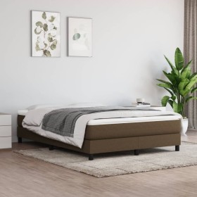 Cama box spring con colchón tela marrón oscuro 140x190 cm de vidaXL, Camas y somieres - Ref: Foro24-3144072, Precio: 363,36 €...