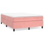 Box spring bed with pink velvet mattress 140x200 cm by vidaXL, Beds and slatted bases - Ref: Foro24-3144686, Price: 423,86 €,...