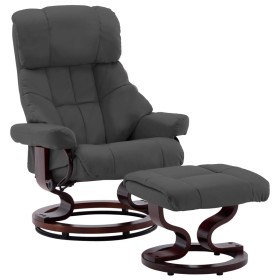 Silla reclinable y reposapiés cuero PE madera curvada antracita de vidaXL, Sillones - Ref: Foro24-289861, Precio: 360,42 €, D...