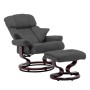 Silla reclinable y reposapiés cuero PE madera curvada antracita de vidaXL, Sillones - Ref: Foro24-289861, Precio: 360,42 €, D...