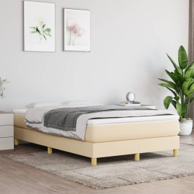 Box spring bed with cream fabric mattress 120x200 cm by vidaXL, Beds and slatted bases - Ref: Foro24-3144164, Price: 345,52 €...