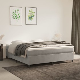 Box spring bed with light gray velvet mattress 160x200 cm by vidaXL, Beds and slatted bases - Ref: Foro24-3144687, Price: 471...