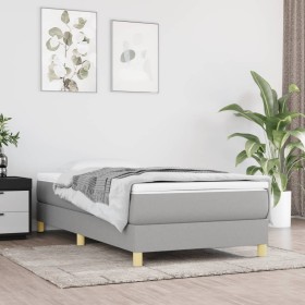 Box spring bed with light gray fabric mattress 90x200 cm by vidaXL, Beds and slatted bases - Ref: Foro24-3144143, Price: 259,...