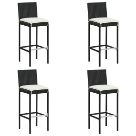 High garden stools cushions 4 pcs black synthetic rattan by vidaXL, Garden chairs - Ref: Foro24-313437, Price: 290,90 €, Disc...