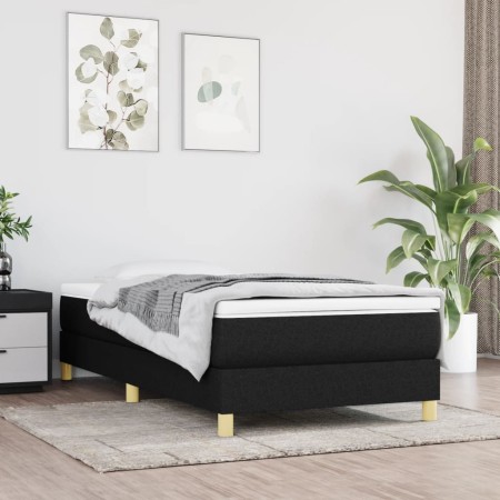 Box spring bed with black fabric mattress 100x200 cm by vidaXL, Beds and slatted bases - Ref: Foro24-3144153, Price: 296,84 €...