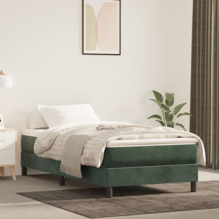 Box spring bed with dark green velvet mattress 100x200 cm by vidaXL, Beds and slatted bases - Ref: Foro24-3144318, Price: 309...