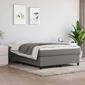 Cama box spring con colchón tela gris oscuro 140x190 cm de vidaXL, Camas y somieres - Ref: Foro24-3144416, Precio: 430,05 €, ...