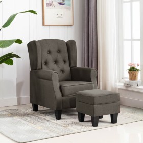 Sillón con taburete reposapiés de tela gris taupe de vidaXL, Sillones - Ref: Foro24-320159, Precio: 265,99 €, Descuento: %