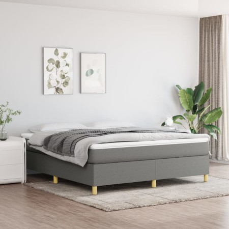 Cama box spring con colchón tela gris oscuro 180x200 cm de vidaXL, Camas y somieres - Ref: Foro24-3144539, Precio: 518,55 €, ...