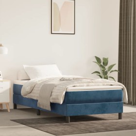 Box spring bed with dark blue velvet mattress 90x190 cm by vidaXL, Beds and slatted bases - Ref: Foro24-3144307, Price: 282,5...