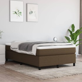 Cama box spring con colchón tela marrón oscuro 120x200 cm de vidaXL, Camas y somieres - Ref: Foro24-3144410, Precio: 377,99 €...