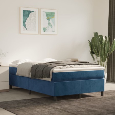 Box spring bed with dark blue velvet mattress 120x200 cm by vidaXL, Beds and slatted bases - Ref: Foro24-3144673, Price: 383,...