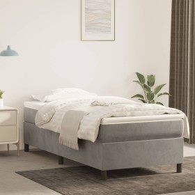 Cama box spring con colchón terciopelo gris claro 100x200 cm de vidaXL, Camas y somieres - Ref: Foro24-3144663, Precio: 305,6...