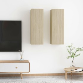 TV Furniture 2 pcs plywood oak 30.5x30x90 cm by vidaXL, TV Furniture - Ref: Foro24-803351, Price: 84,81 €, Discount: %