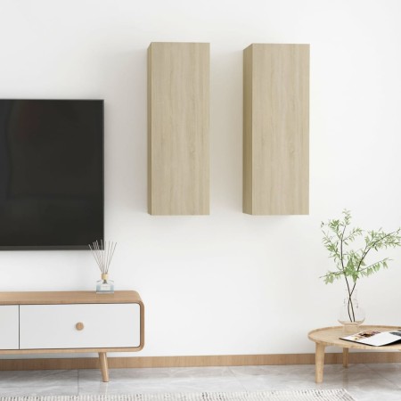 TV Furniture 2 pcs plywood oak 30.5x30x90 cm