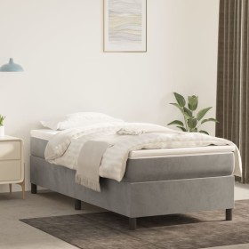 Box spring bed with light gray velvet mattress 90x190 cm by vidaXL, Beds and slatted bases - Ref: Foro24-3144651, Price: 288,...