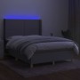 Box spring bed mattress and LED lights light gray fabric 140x200 cm by vidaXL, Beds and slatted bases - Ref: Foro24-3138797, ...