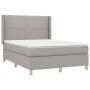 Boxspringbettmatratze und LED-Leuchten aus hellgrauem Stoff 140x200 cm von vidaXL, Betten und Lattenroste - Ref: Foro24-31387...