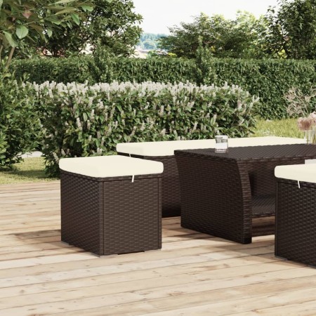 Ottoman with brown synthetic rattan cushion 40x30x40 cm by vidaXL, Ottomans - Ref: Foro24-319393, Price: 37,93 €, Discount: %