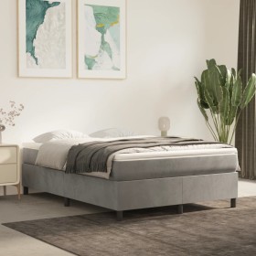 Cama box spring con colchón terciopelo gris claro 140x200 cm de vidaXL, Camas y somieres - Ref: Foro24-3144681, Precio: 418,6...