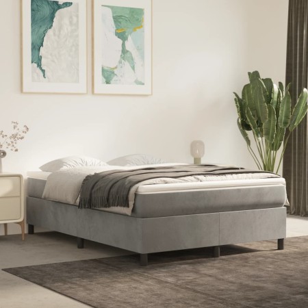 Cama box spring con colchón terciopelo gris claro 140x200 cm de vidaXL, Camas y somieres - Ref: Foro24-3144681, Precio: 399,2...