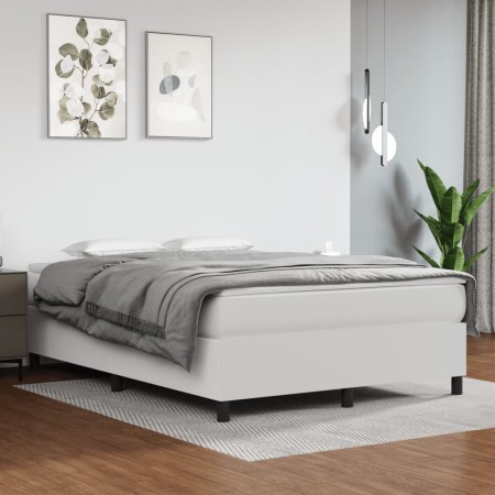 Box spring bed with white synthetic leather mattress 140x190 cm by vidaXL, Beds and slatted bases - Ref: Foro24-3144603, Pric...