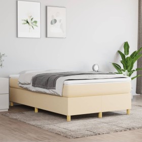 Box spring bed with cream fabric mattress 120x200 cm by vidaXL, Beds and slatted bases - Ref: Foro24-3144511, Price: 367,66 €...