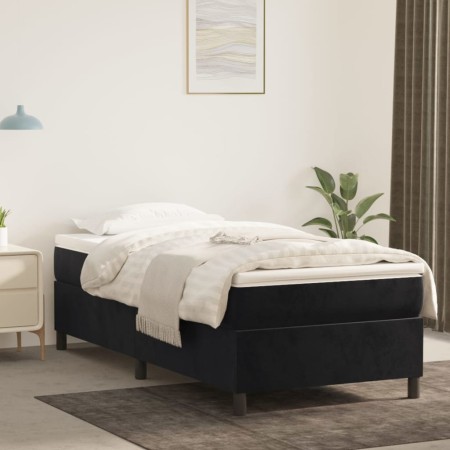 Cama box spring con colchón terciopelo negro 100x200 cm de vidaXL, Camas y somieres - Ref: Foro24-3144665, Precio: 292,31 €, ...