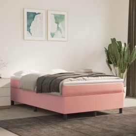 Box spring bed with pink velvet mattress 120x200 cm by vidaXL, Beds and slatted bases - Ref: Foro24-3144674, Price: 382,52 €,...