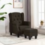 Sillón con taburete reposapiés de tela marrón oscuro de vidaXL, Sillones - Ref: Foro24-320156, Precio: 264,91 €, Descuento: %