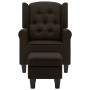 Sillón con taburete reposapiés de tela marrón oscuro de vidaXL, Sillones - Ref: Foro24-320156, Precio: 264,91 €, Descuento: %