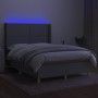 Boxspringbettmatratze und LED-Leuchten hellgrauer Stoff 140x190 cm von vidaXL, Betten und Lattenroste - Ref: Foro24-3138789, ...