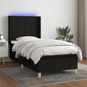 Boxspringbettmatratze und LED-Leuchten aus schwarzem Stoff 90x190 cm von vidaXL, Betten und Lattenroste - Ref: Foro24-3138839...