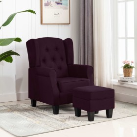 Sillón con taburete reposapiés de tela morado de vidaXL, Sillones - Ref: Foro24-320158, Precio: 216,99 €, Descuento: %