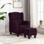 Sillón con taburete reposapiés de tela morado de vidaXL, Sillones - Ref: Foro24-320158, Precio: 216,95 €, Descuento: %