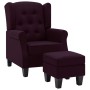 Sillón con taburete reposapiés de tela morado de vidaXL, Sillones - Ref: Foro24-320158, Precio: 216,95 €, Descuento: %