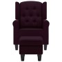 Sillón con taburete reposapiés de tela morado de vidaXL, Sillones - Ref: Foro24-320158, Precio: 216,95 €, Descuento: %